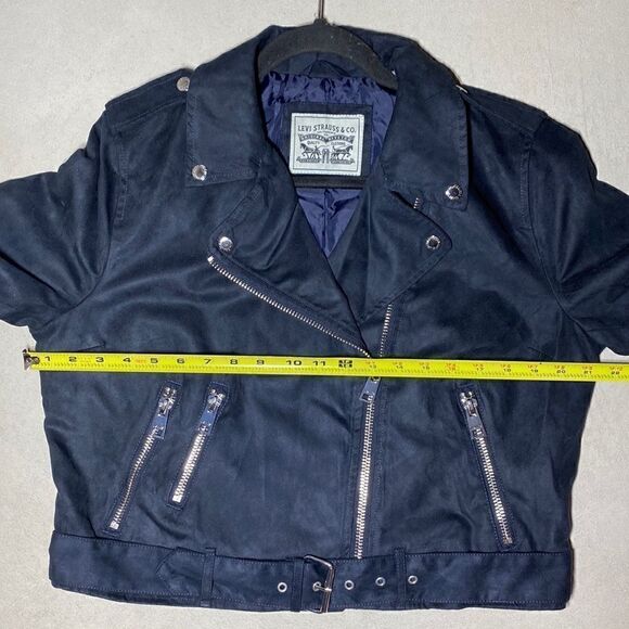 NWT MSRP $200 Levi's Faux Suede Moto Jacket Black Size Large - Picture 8 of 10